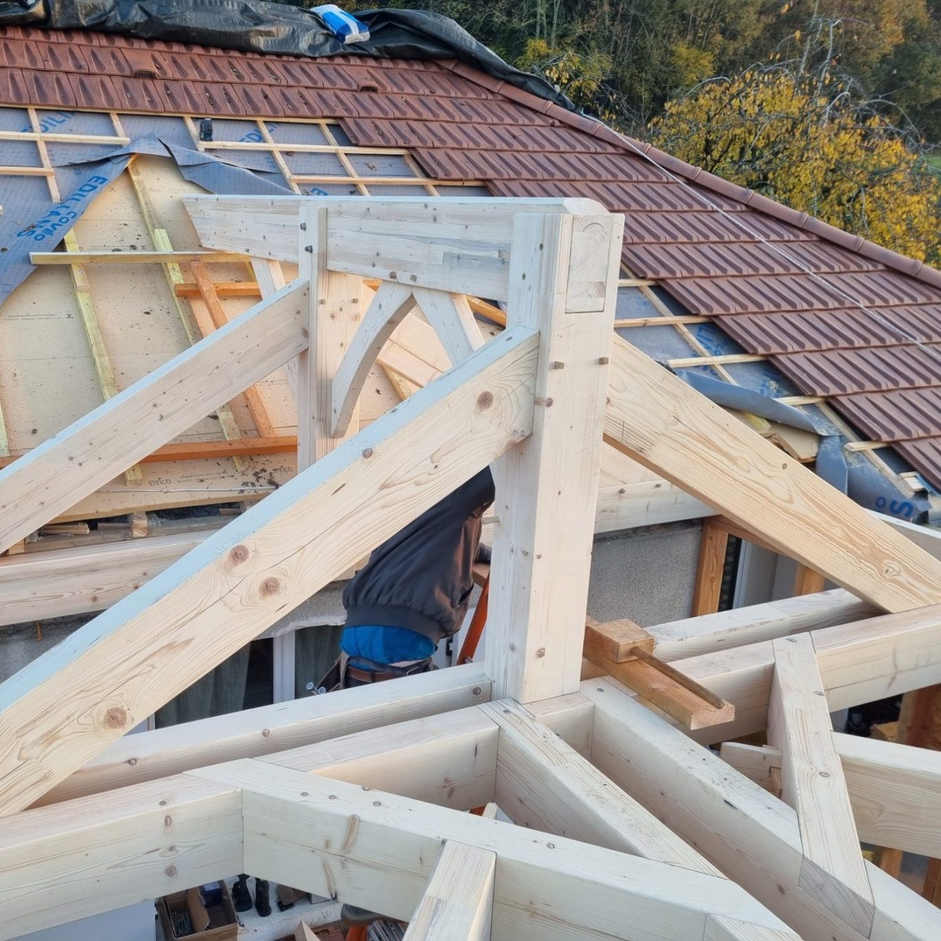 charpente 3 pans a noue extension bois